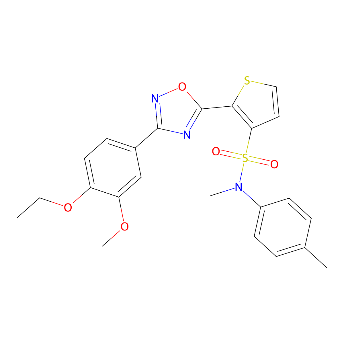 2-[3-(4-ethoxy-3-methoxyphenyl)-1,2,4-oxadiazol-5-yl]-N-methyl-N-(4-methylphenyl)thiophene-3-sulfonamide molecular structure, CAS 1040678-36-1