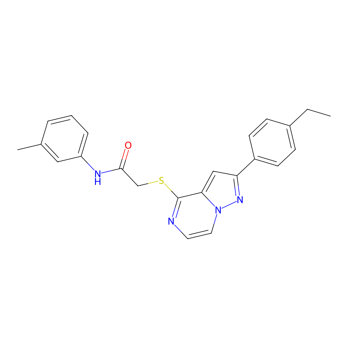 2-{[2-(4-ethylphenyl)pyrazolo[1,5-a]pyrazin-4-yl]sulfanyl}-N-(3-methylphenyl)acetamide molecular structure, CAS 1040678-50-9