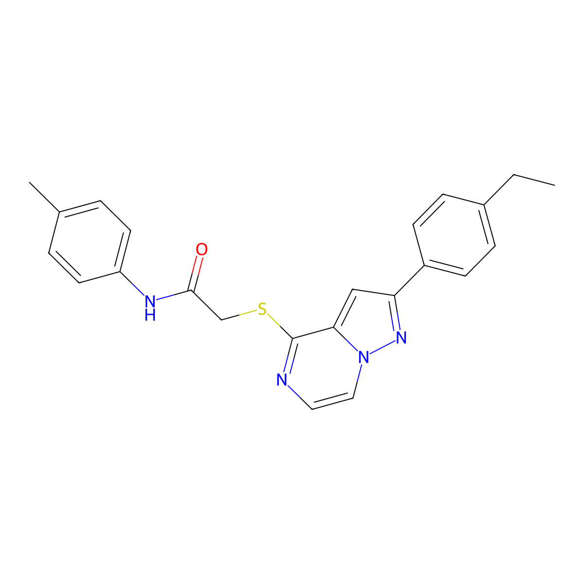 2-{[2-(4-ethylphenyl)pyrazolo[1,5-a]pyrazin-4-yl]sulfanyl}-N-(4-methylphenyl)acetamide molecular structure, CAS 1040678-54-3