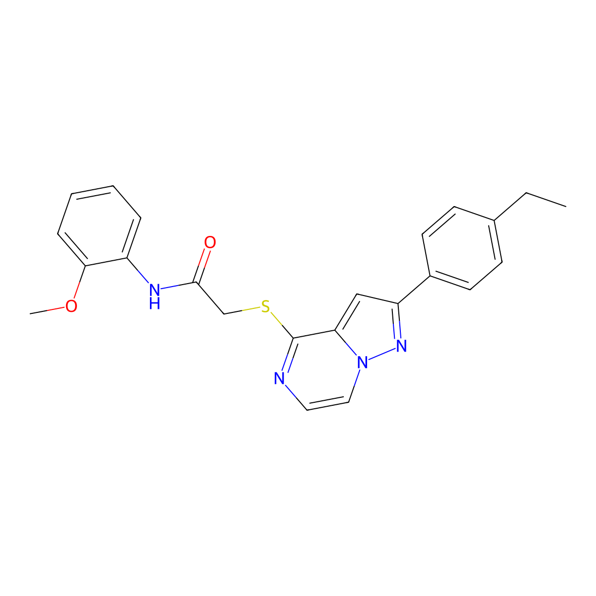 2-{[2-(4-ethylphenyl)pyrazolo[1,5-a]pyrazin-4-yl]sulfanyl}-N-(2-methoxyphenyl)acetamide molecular structure, CAS 1040678-58-7