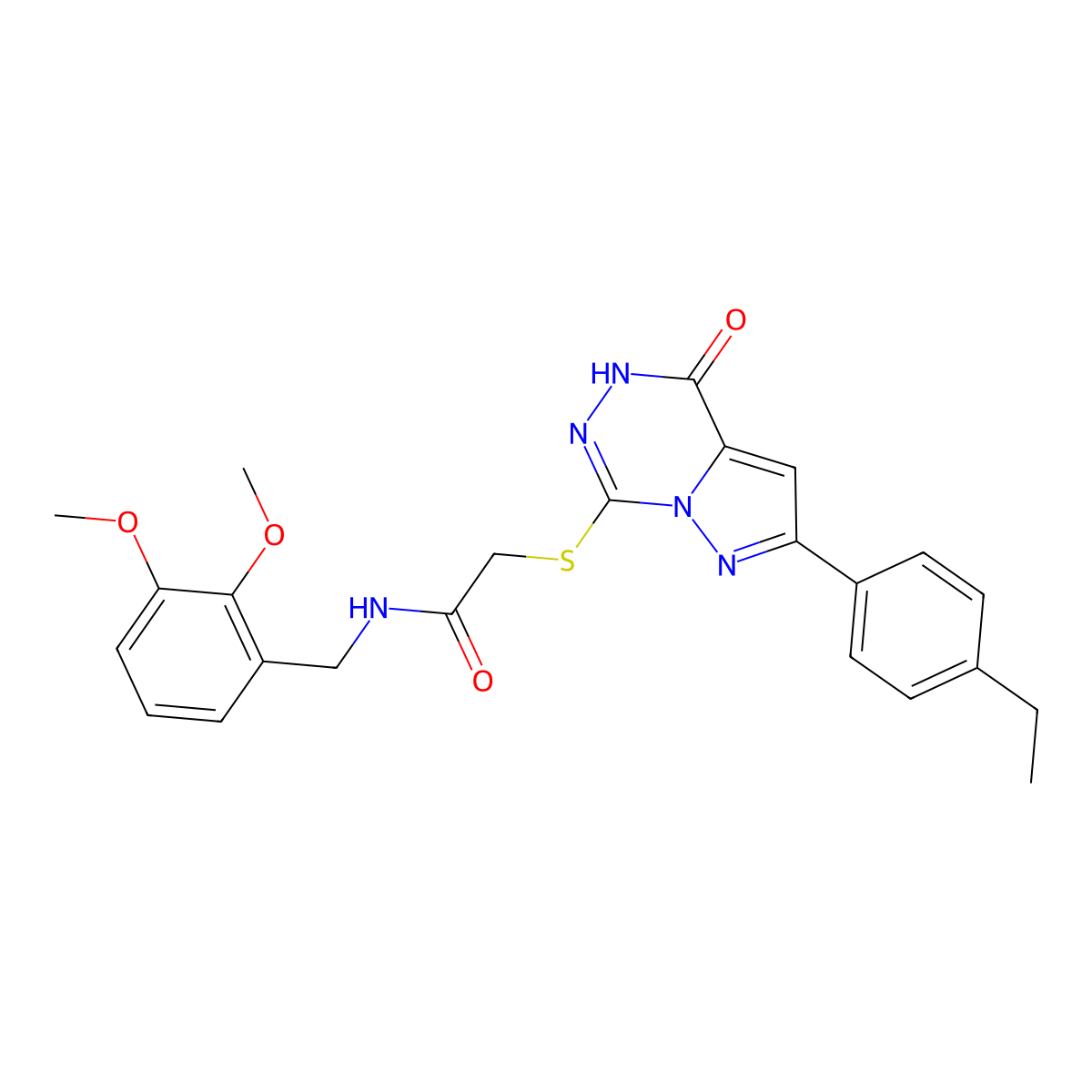 N-[(2,3-dimethoxyphenyl)methyl]-2-{[2-(4-ethylphenyl)-4-oxo-4H,5H-pyrazolo[1,5-d][1,2,4]triazin-7-yl]sulfanyl}acetamide molecular structure, CAS 1040678-59-8