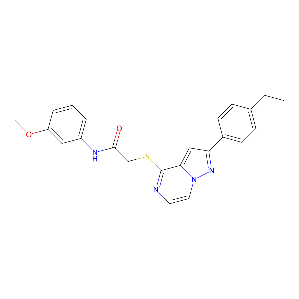 2-{[2-(4-ethylphenyl)pyrazolo[1,5-a]pyrazin-4-yl]sulfanyl}-N-(3-methoxyphenyl)acetamide molecular structure, CAS 1040678-62-3