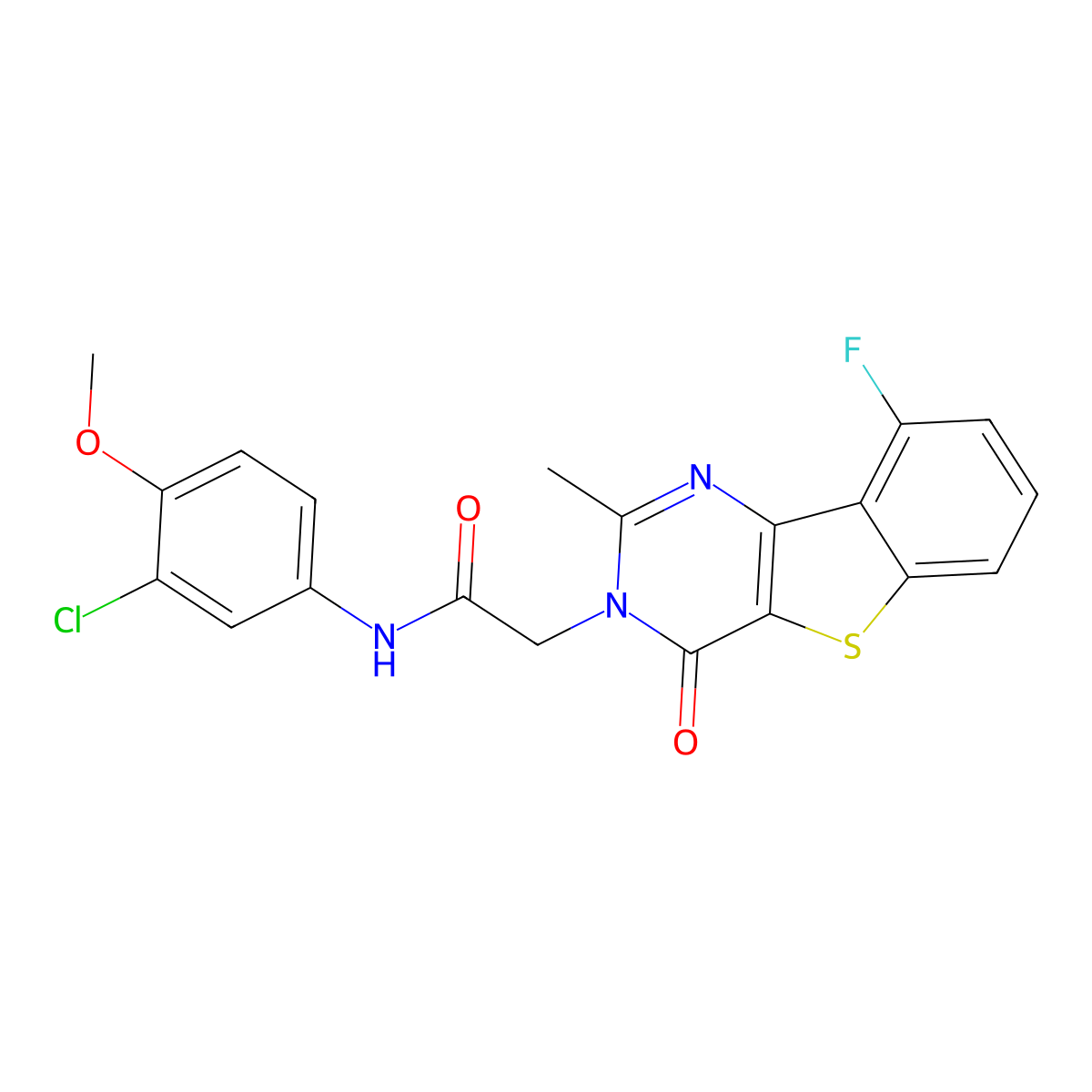 N-(3-chloro-4-methoxyphenyl)-2-(9-fluoro-2-methyl-4-oxo[1]benzothieno[3,2-d]pyrimidin-3(4H)-yl)acetamide molecular structure, CAS 1040678-63-4
