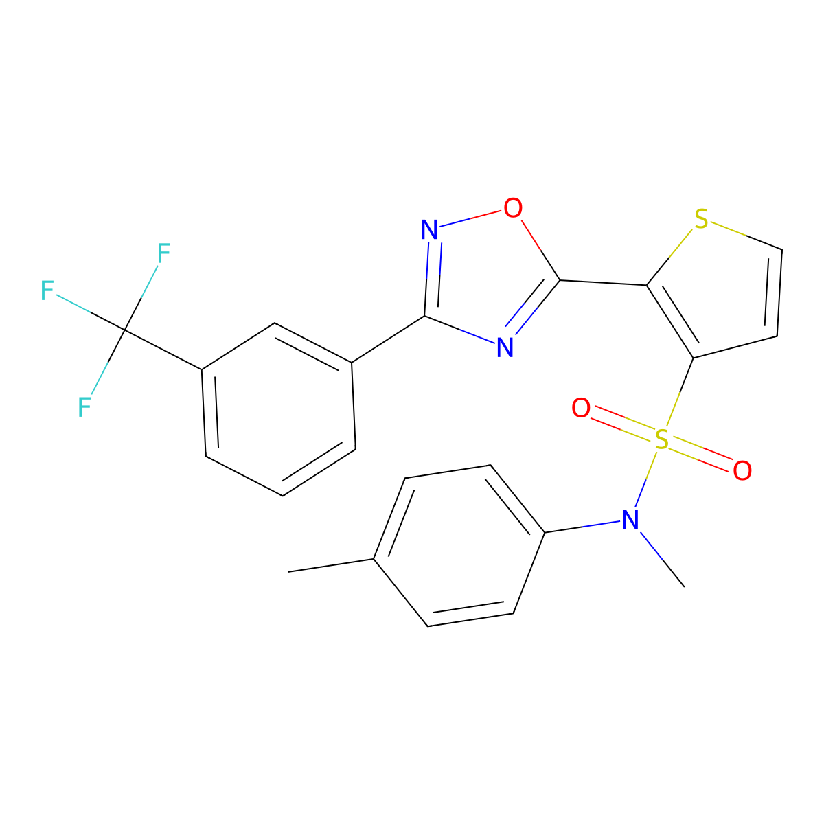 N-methyl-N-(4-methylphenyl)-2-{3-[3-(trifluoromethyl)phenyl]-1,2,4-oxadiazol-5-yl}thiophene-3-sulfonamide molecular structure, CAS 1040678-64-5
