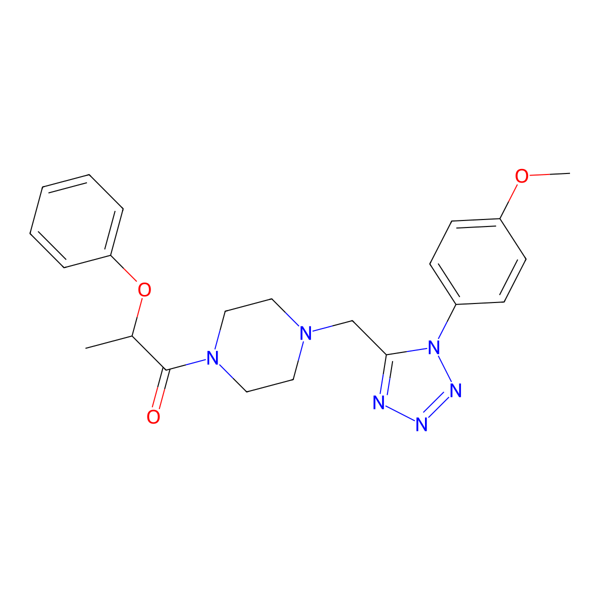 1-(4-((1-(4-methoxyphenyl)-1H-tetrazol-5-yl)methyl)piperazin-1-yl)-2-phenoxypropan-1-one molecular structure, CAS 1040678-65-6