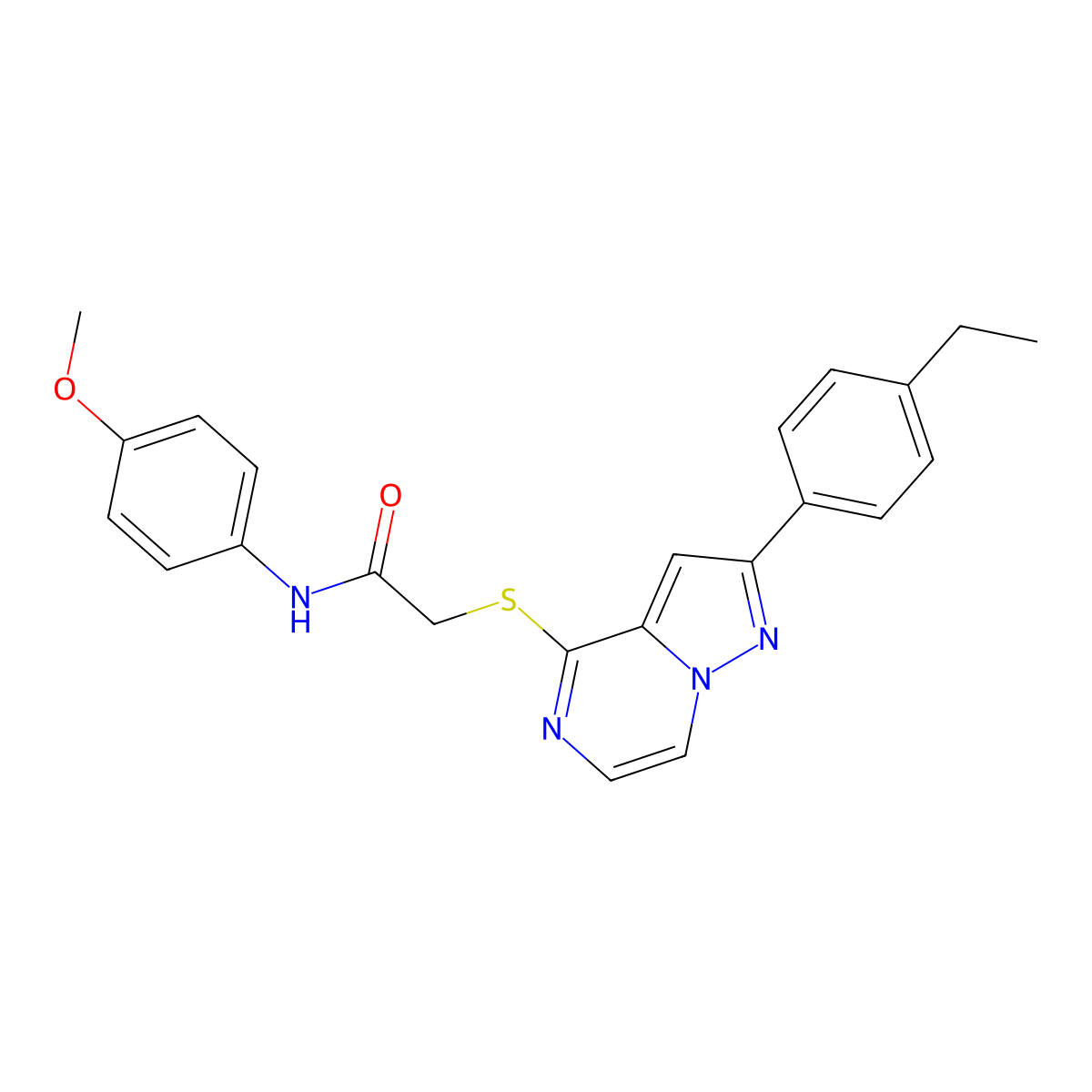 2-{[2-(4-ethylphenyl)pyrazolo[1,5-a]pyrazin-4-yl]sulfanyl}-N-(4-methoxyphenyl)acetamide molecular structure, CAS 1040678-66-7