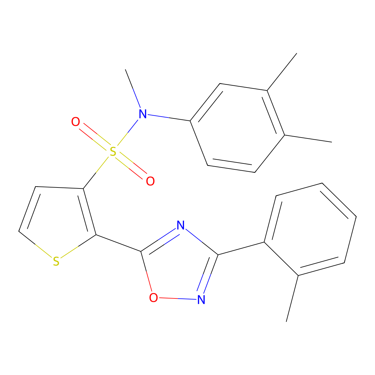 N-(3,4-dimethylphenyl)-N-methyl-2-[3-(2-methylphenyl)-1,2,4-oxadiazol-5-yl]thiophene-3-sulfonamide molecular structure, CAS 1040678-68-9