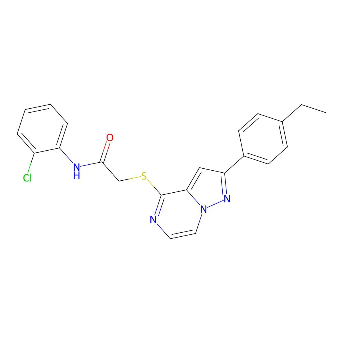 N-(2-chlorophenyl)-2-{[2-(4-ethylphenyl)pyrazolo[1,5-a]pyrazin-4-yl]sulfanyl}acetamide molecular structure, CAS 1040678-70-3
