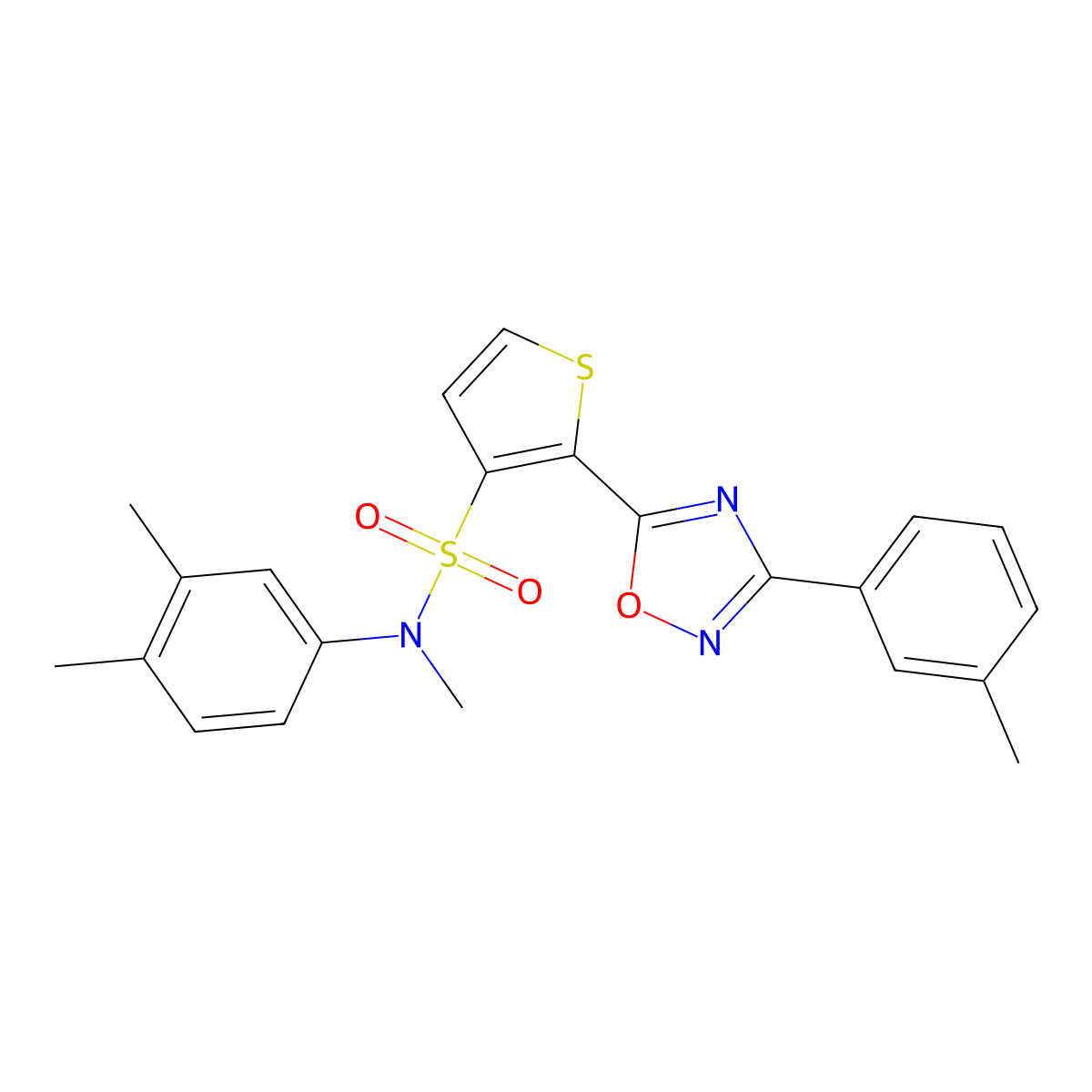 N-(3,4-dimethylphenyl)-N-methyl-2-[3-(3-methylphenyl)-1,2,4-oxadiazol-5-yl]thiophene-3-sulfonamide molecular structure, CAS 1040678-72-5