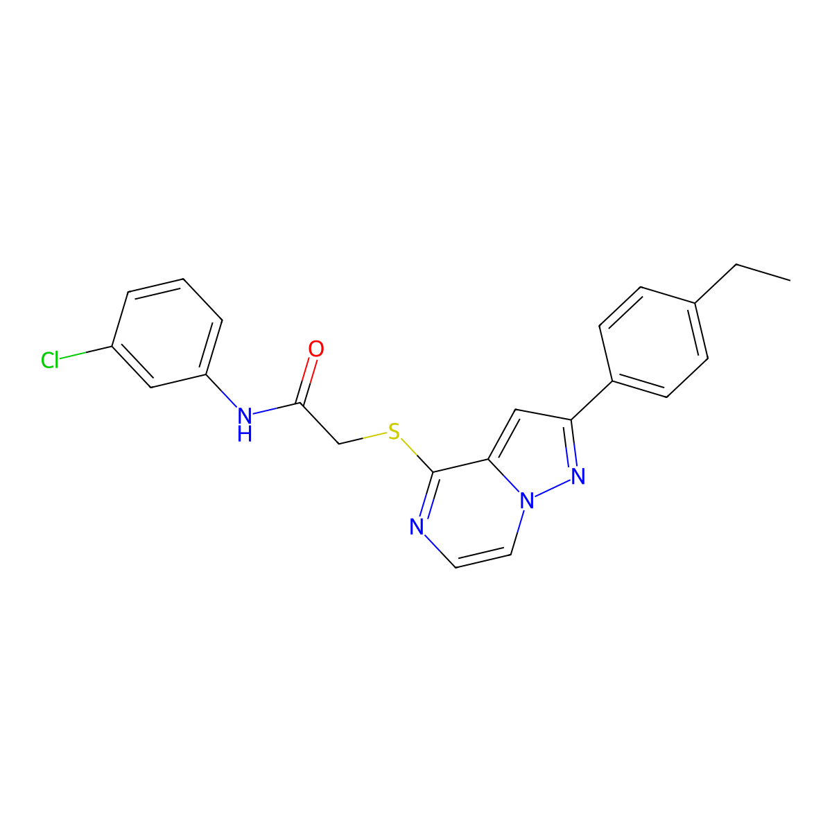N-(3-chlorophenyl)-2-{[2-(4-ethylphenyl)pyrazolo[1,5-a]pyrazin-4-yl]sulfanyl}acetamide molecular structure, CAS 1040678-74-7