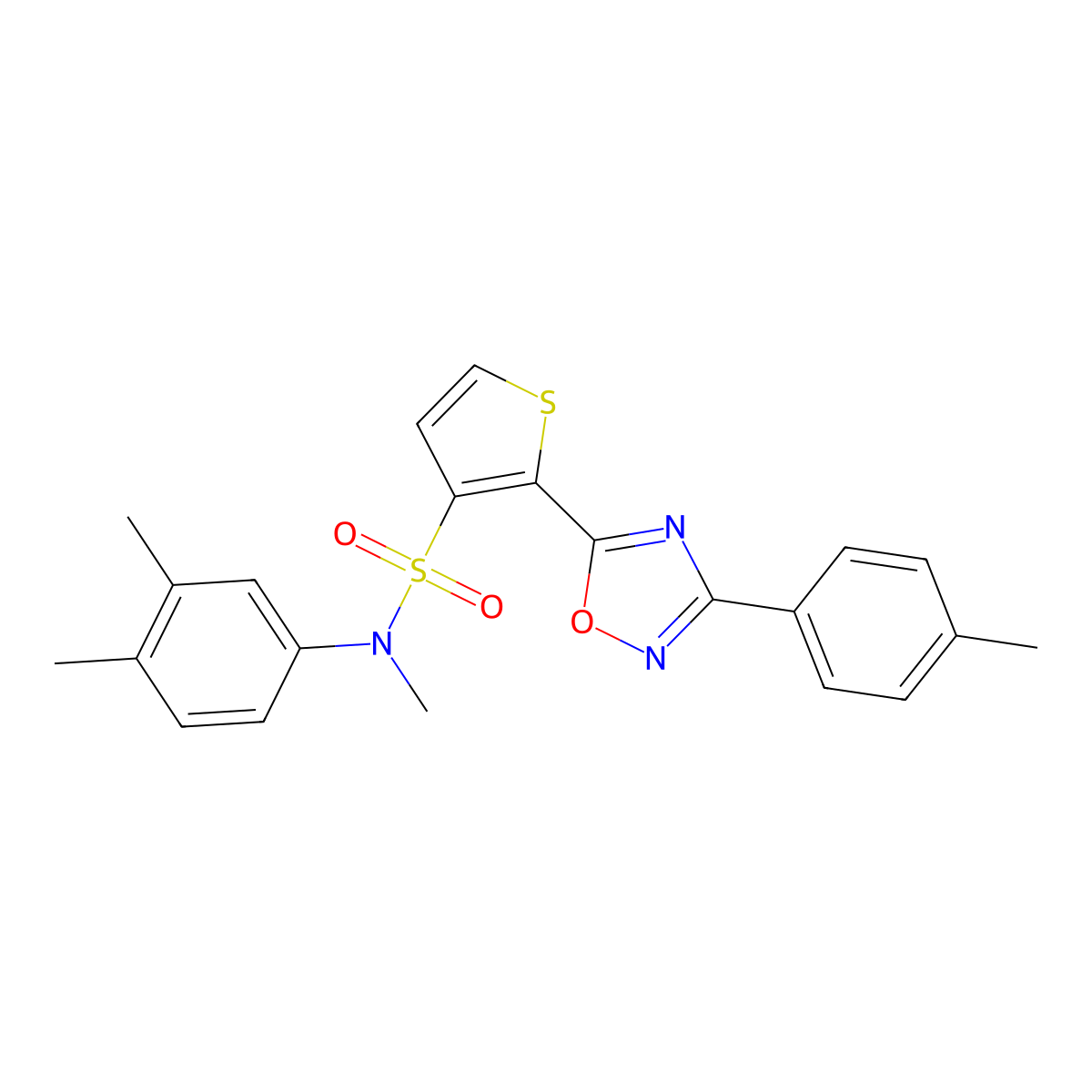 N-(3,4-dimethylphenyl)-N-methyl-2-[3-(4-methylphenyl)-1,2,4-oxadiazol-5-yl]thiophene-3-sulfonamide molecular structure, CAS 1040678-76-9