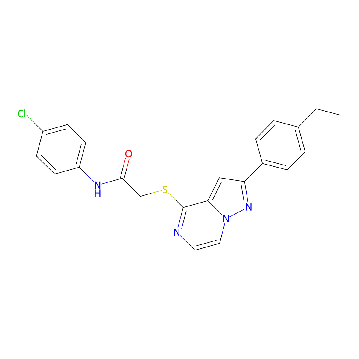 N-(4-chlorophenyl)-2-{[2-(4-ethylphenyl)pyrazolo[1,5-a]pyrazin-4-yl]sulfanyl}acetamide molecular structure, CAS 1040678-78-1