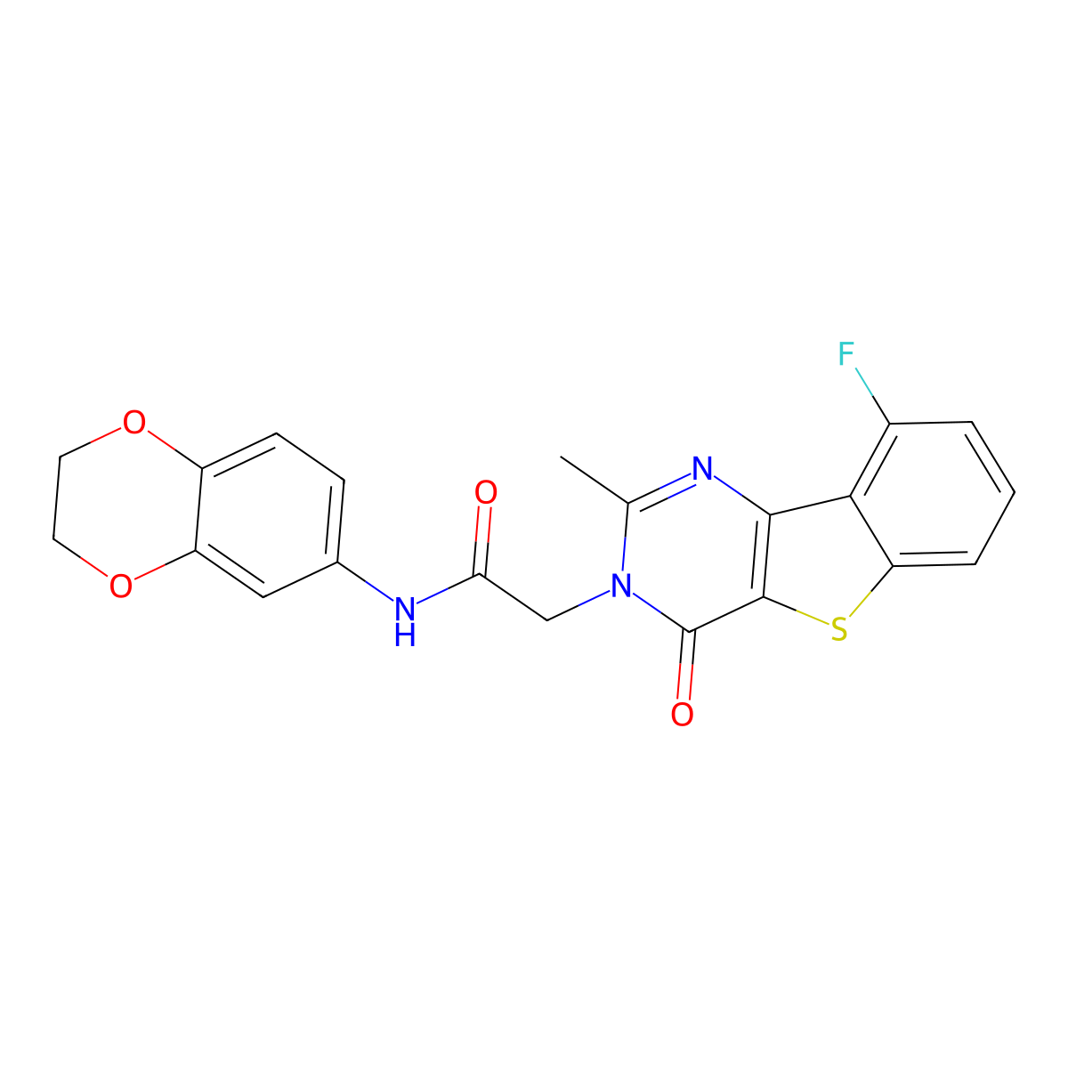N-(2,3-dihydro-1,4-benzodioxin-6-yl)-2-(9-fluoro-2-methyl-4-oxo[1]benzothieno[3,2-d]pyrimidin-3(4H)-yl)acetamide molecular structure, CAS 1040678-79-2