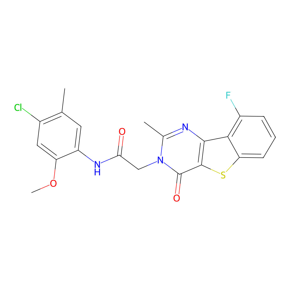 N-(4-chloro-2-methoxy-5-methylphenyl)-2-(9-fluoro-2-methyl-4-oxo[1]benzothieno[3,2-d]pyrimidin-3(4H)-yl)acetamide molecular structure, CAS 1040678-83-8