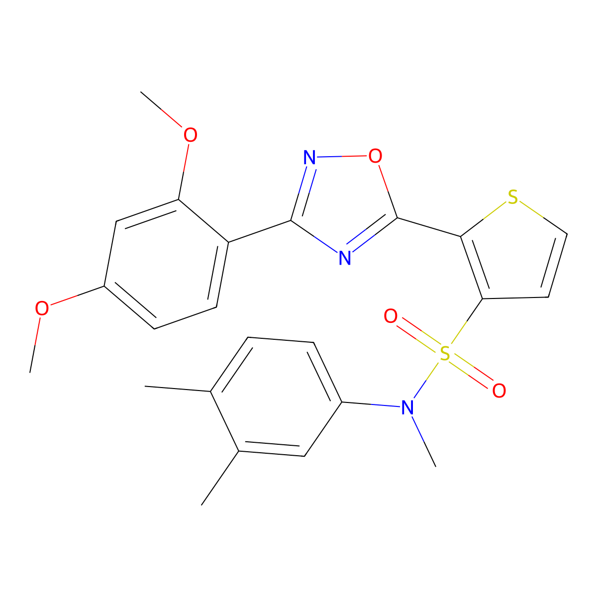2-[3-(2,4-dimethoxyphenyl)-1,2,4-oxadiazol-5-yl]-N-(3,4-dimethylphenyl)-N-methylthiophene-3-sulfonamide molecular structure, CAS 1040678-85-0