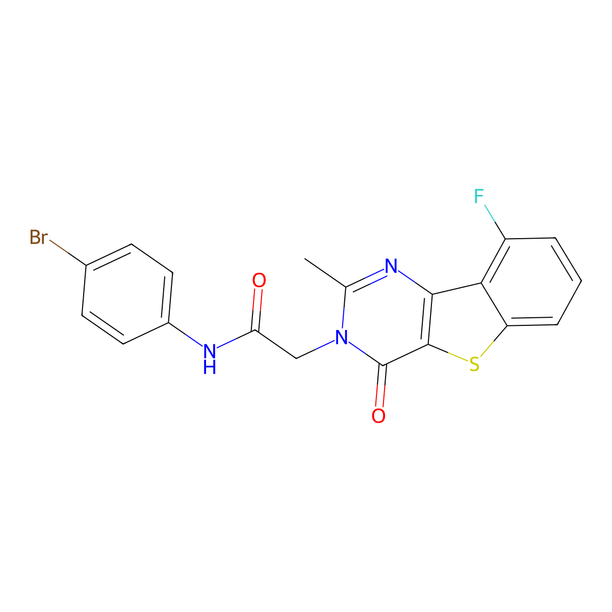 N-(4-bromophenyl)-2-(9-fluoro-2-methyl-4-oxo[1]benzothieno[3,2-d]pyrimidin-3(4H)-yl)acetamide molecular structure, CAS 1040678-88-3