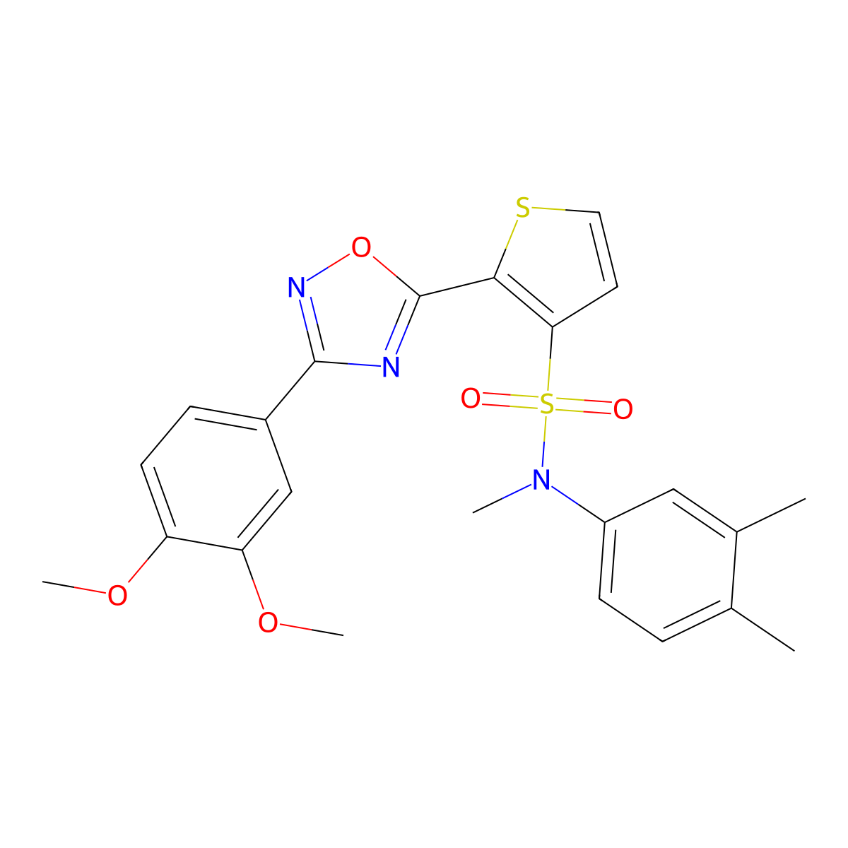 2-[3-(3,4-dimethoxyphenyl)-1,2,4-oxadiazol-5-yl]-N-(3,4-dimethylphenyl)-N-methylthiophene-3-sulfonamide molecular structure, CAS 1040678-90-7