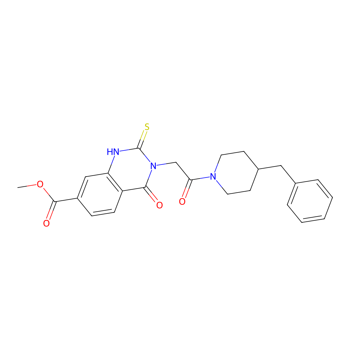 Methyl 3-[2-(4-benzylpiperidin-1-yl)-2-oxoethyl]-4-oxo-2-sulfanylidene-1,2,3,4-tetrahydroquinazoline-7-carboxylate molecular structure, CAS 1040678-93-0