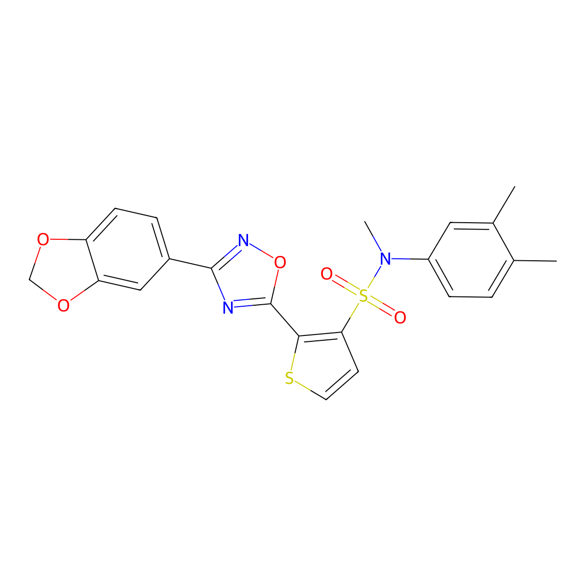 2-[3-(1,3-benzodioxol-5-yl)-1,2,4-oxadiazol-5-yl]-N-(3,4-dimethylphenyl)-N-methylthiophene-3-sulfonamide molecular structure, CAS 1040678-94-1
