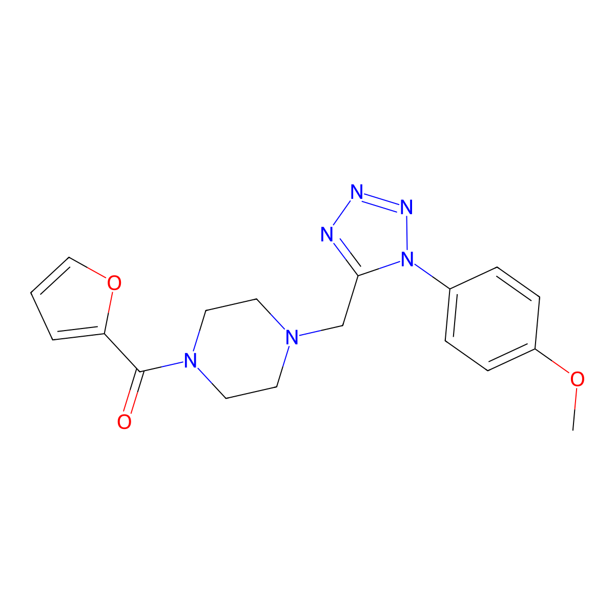 furan-2-yl(4-((1-(4-methoxyphenyl)-1H-tetrazol-5-yl)methyl)piperazin-1-yl)methanone molecular structure, CAS 1040678-95-2