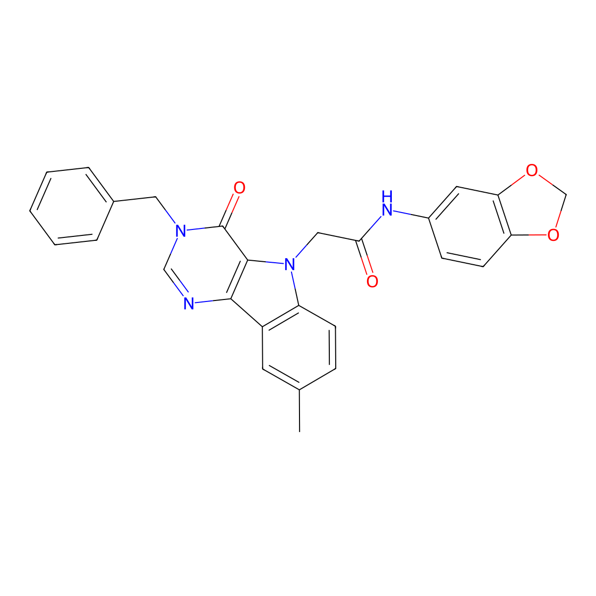 N-(benzo[d][1,3]dioxol-5-yl)-2-(3-benzyl-8-methyl-4-oxo-3H-pyrimido[5,4-b]indol-5(4H)-yl)acetamide molecular structure, CAS 1040679-01-3