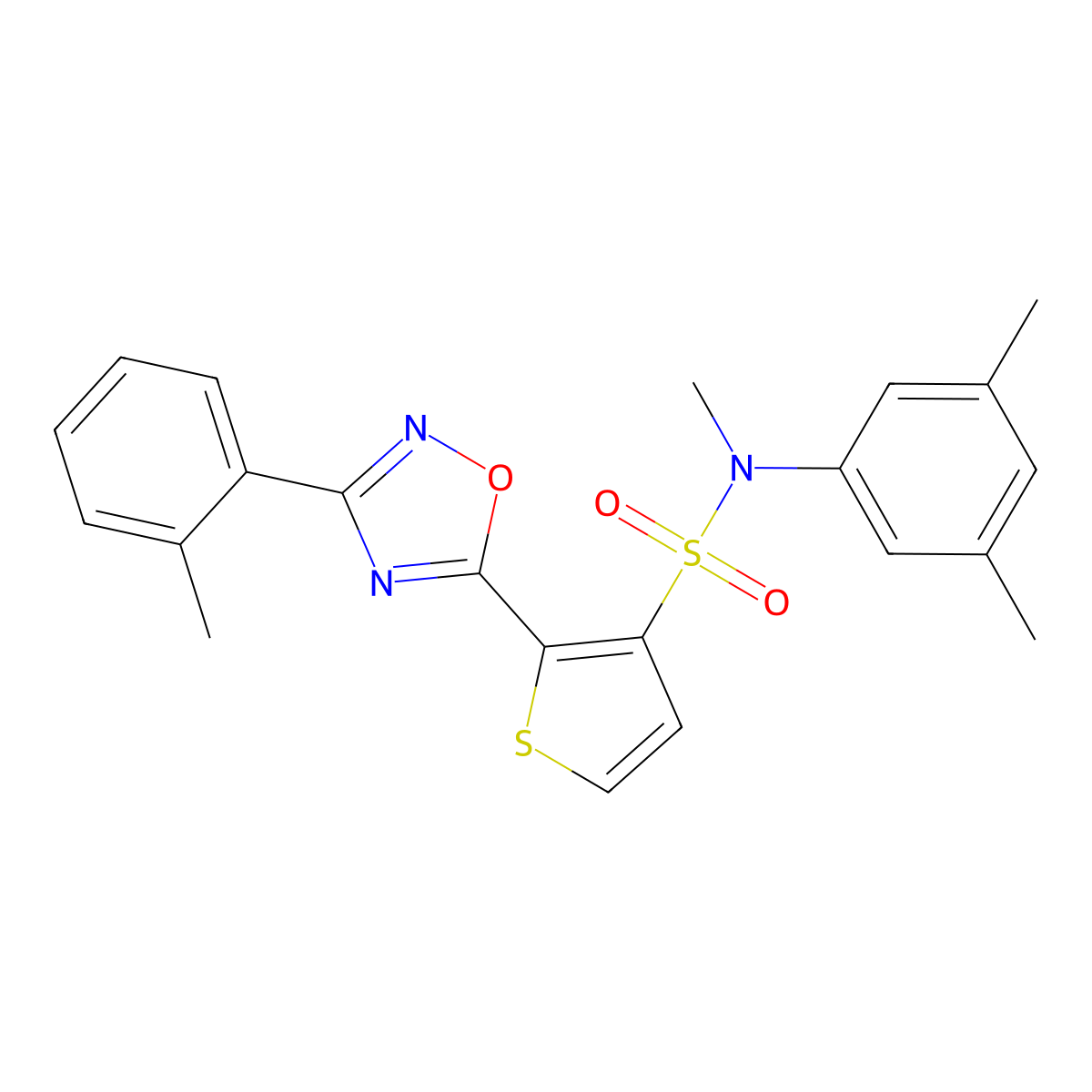 N-(3,5-dimethylphenyl)-N-methyl-2-[3-(2-methylphenyl)-1,2,4-oxadiazol-5-yl]thiophene-3-sulfonamide molecular structure, CAS 1040679-02-4