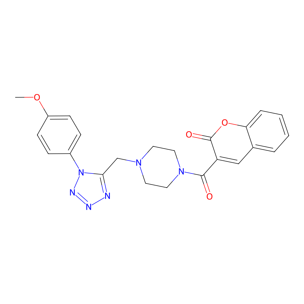 3-(4-((1-(4-methoxyphenyl)-1H-tetrazol-5-yl)methyl)piperazine-1-carbonyl)-2H-chromen-2-one molecular structure, CAS 1040679-03-5