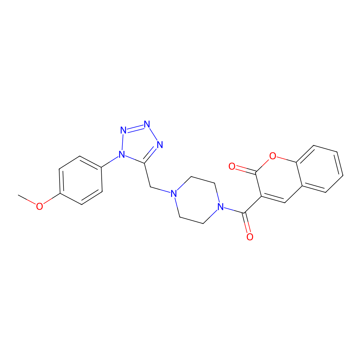 3-(4-((1-(4-methoxyphenyl)-1H-tetrazol-5-yl)methyl)piperazine-1-carbonyl)-2H-chromen-2-one molecular structure, CAS 1040679-03-5