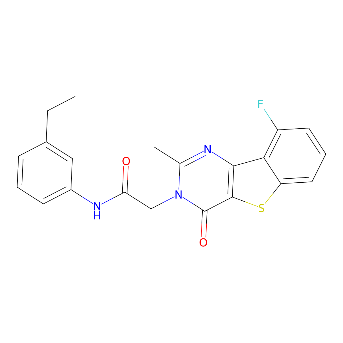 N-(3-ethylphenyl)-2-(9-fluoro-2-methyl-4-oxo[1]benzothieno[3,2-d]pyrimidin-3(4H)-yl)acetamide molecular structure, CAS 1040679-04-6