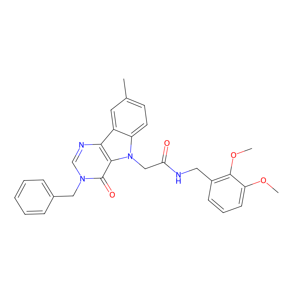 2-(3-benzyl-8-methyl-4-oxo-3H-pyrimido[5,4-b]indol-5(4H)-yl)-N-(2,3-dimethoxybenzyl)acetamide molecular structure, CAS 1040679-05-7