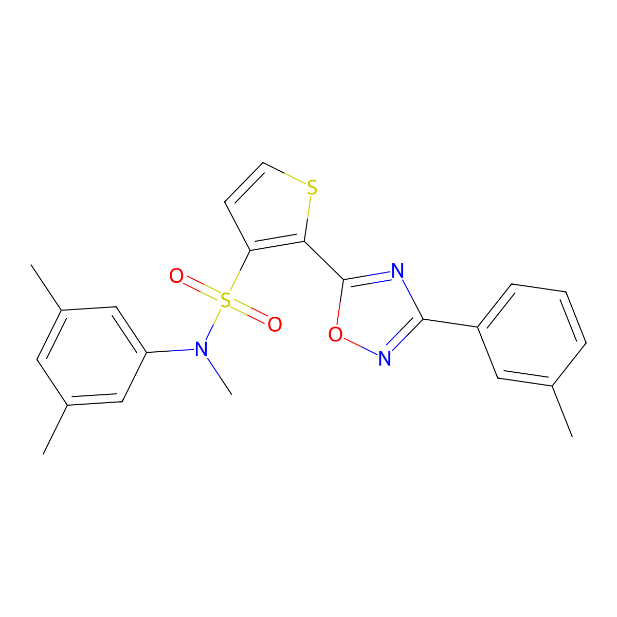 N-(3,5-dimethylphenyl)-N-methyl-2-[3-(3-methylphenyl)-1,2,4-oxadiazol-5-yl]thiophene-3-sulfonamide molecular structure, CAS 1040679-06-8