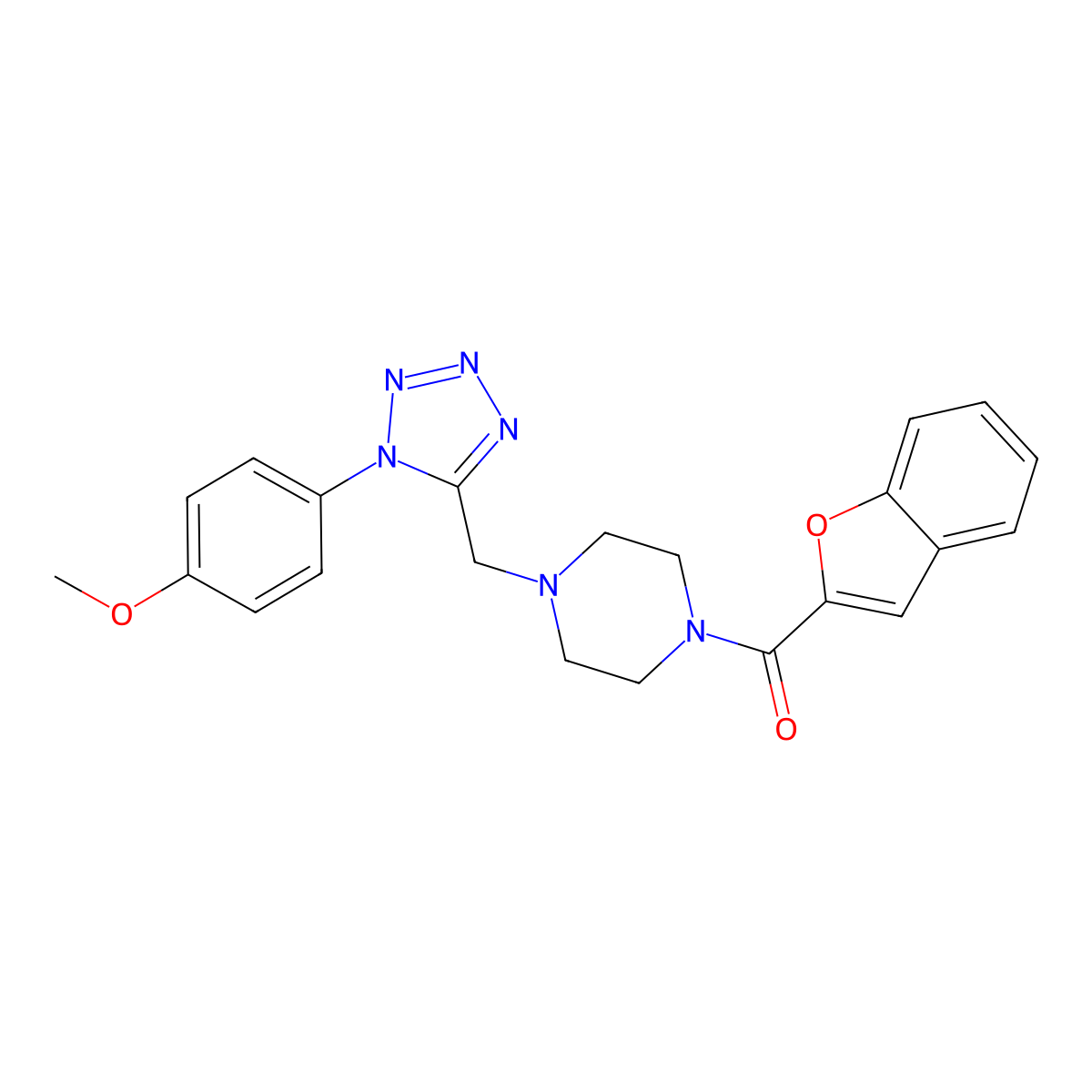 benzofuran-2-yl(4-((1-(4-methoxyphenyl)-1H-tetrazol-5-yl)methyl)piperazin-1-yl)methanone molecular structure, CAS 1040679-07-9