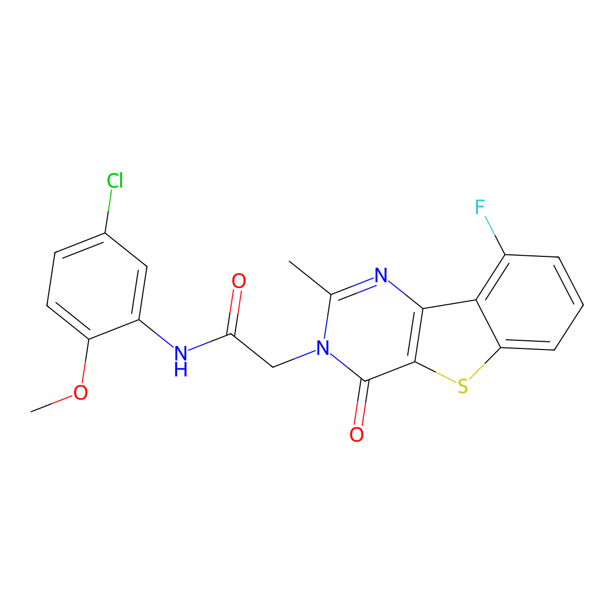 N-(5-chloro-2-methoxyphenyl)-2-(9-fluoro-2-methyl-4-oxo[1]benzothieno[3,2-d]pyrimidin-3(4H)-yl)acetamide molecular structure, CAS 1040679-08-0