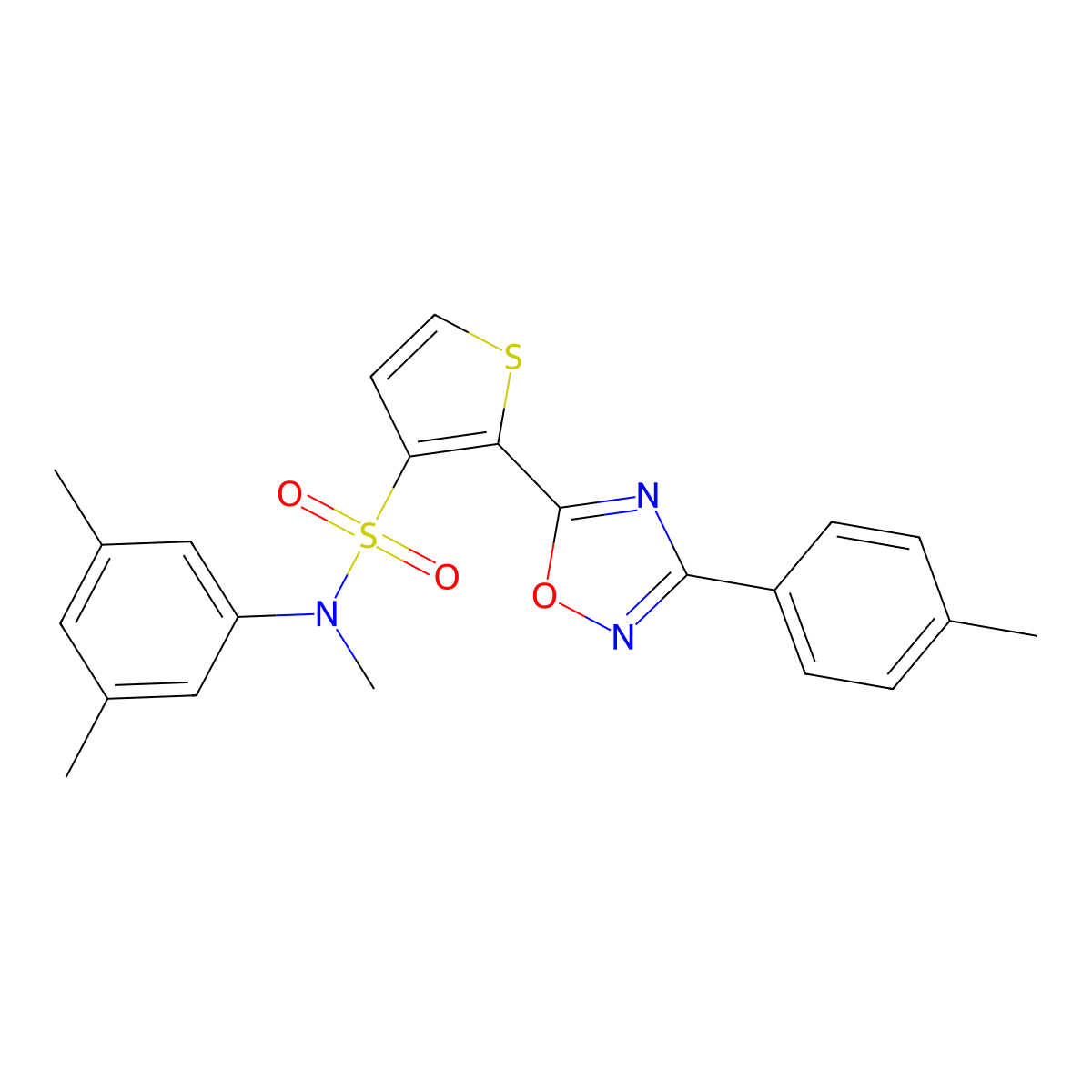 N-(3,5-dimethylphenyl)-N-methyl-2-[3-(4-methylphenyl)-1,2,4-oxadiazol-5-yl]thiophene-3-sulfonamide molecular structure, CAS 1040679-10-4