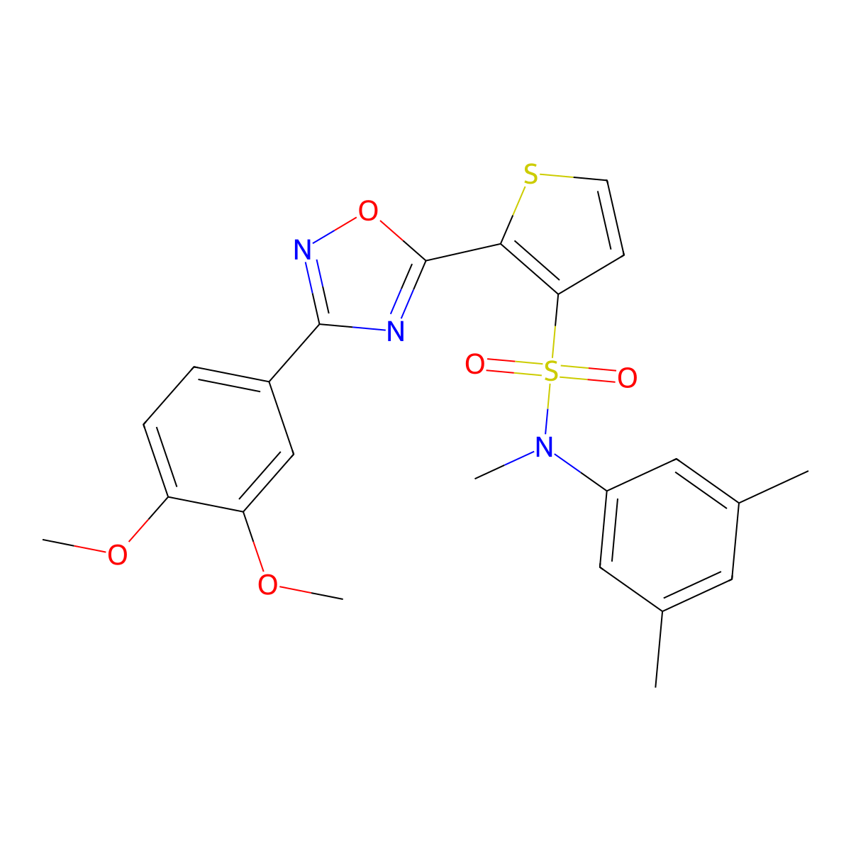 2-[3-(3,4-dimethoxyphenyl)-1,2,4-oxadiazol-5-yl]-N-(3,5-dimethylphenyl)-N-methylthiophene-3-sulfonamide molecular structure, CAS 1040679-18-2