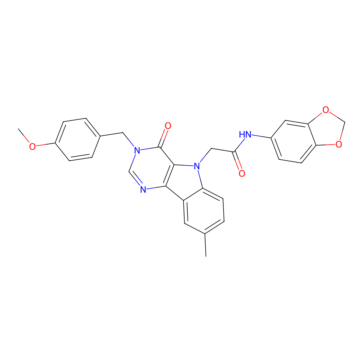 N-(benzo[d][1,3]dioxol-5-yl)-2-(3-(4-methoxybenzyl)-8-methyl-4-oxo-3H-pyrimido[5,4-b]indol-5(4H)-yl)acetamide molecular structure, CAS 1040679-21-7
