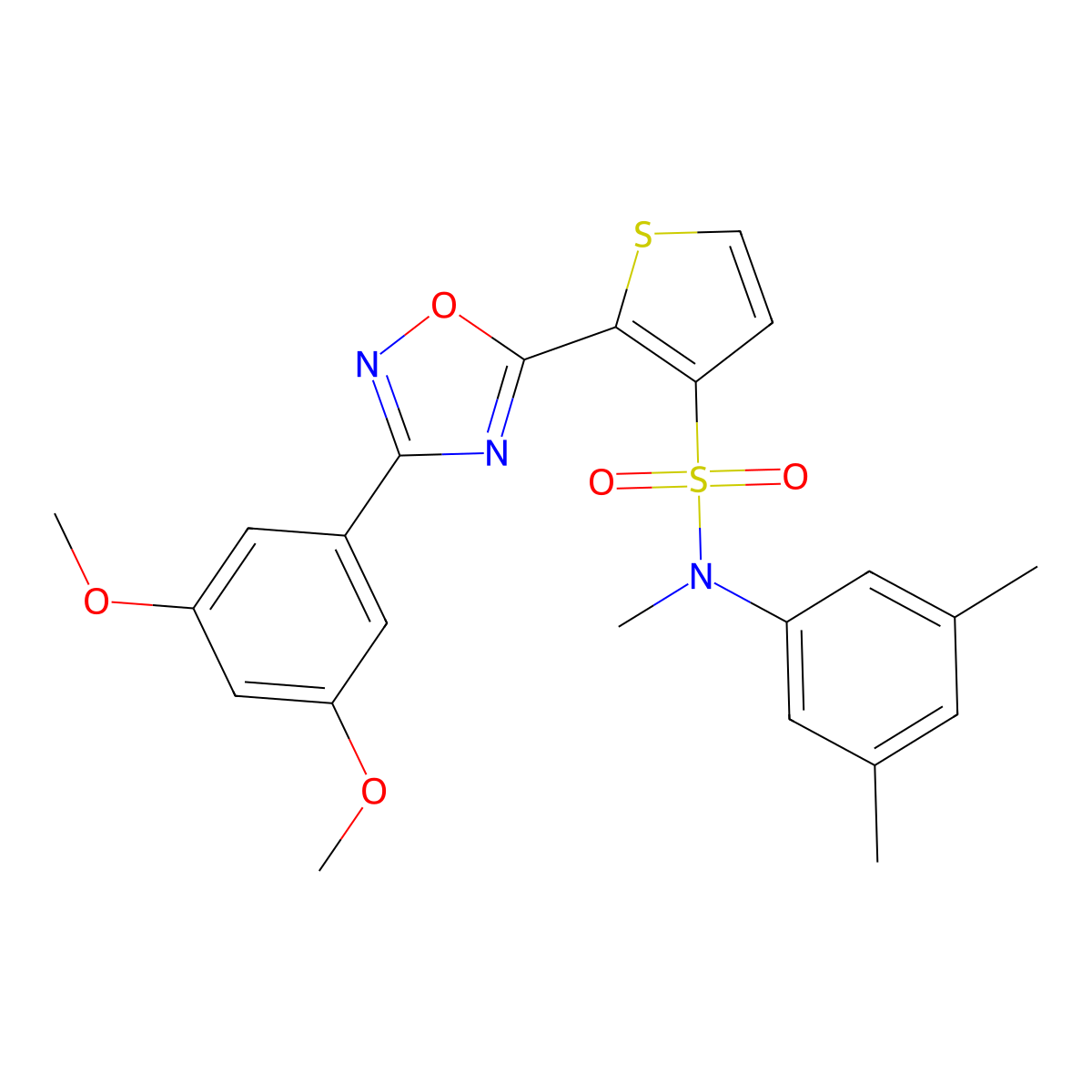 2-[3-(3,5-dimethoxyphenyl)-1,2,4-oxadiazol-5-yl]-N-(3,5-dimethylphenyl)-N-methylthiophene-3-sulfonamide molecular structure, CAS 1040679-23-9