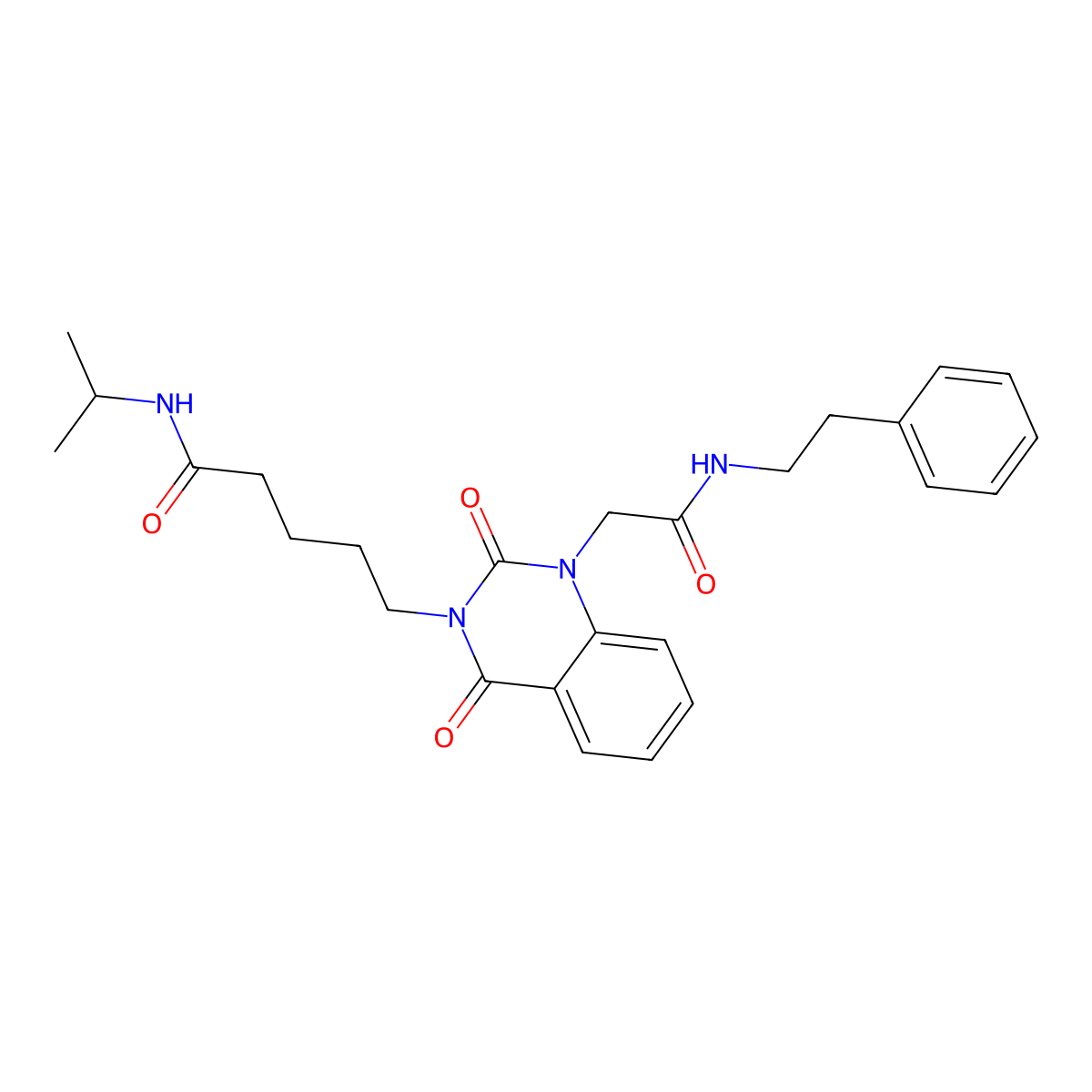5-(2,4-dioxo-1-{[(2-phenylethyl)carbamoyl]methyl}-1,2,3,4-tetrahydroquinazolin-3-yl)-N-(propan-2-yl)pentanamide molecular structure, CAS 1040679-27-3