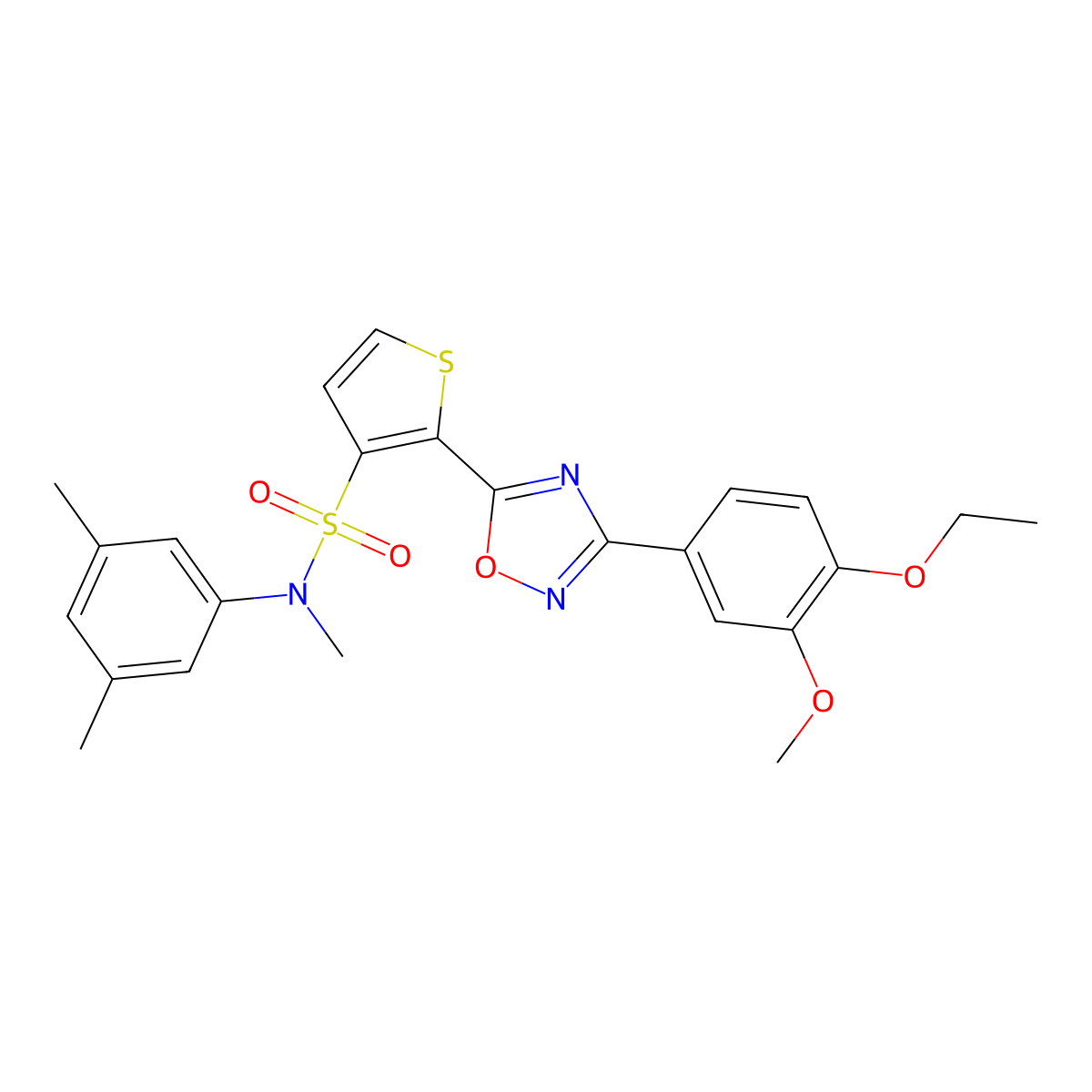 N-(3,5-dimethylphenyl)-2-[3-(4-ethoxy-3-methoxyphenyl)-1,2,4-oxadiazol-5-yl]-N-methylthiophene-3-sulfonamide molecular structure, CAS 1040679-28-4