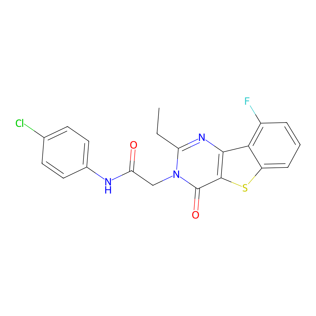 N-(4-chlorophenyl)-2-(2-ethyl-9-fluoro-4-oxo[1]benzothieno[3,2-d]pyrimidin-3(4H)-yl)acetamide molecular structure, CAS 1040679-30-8
