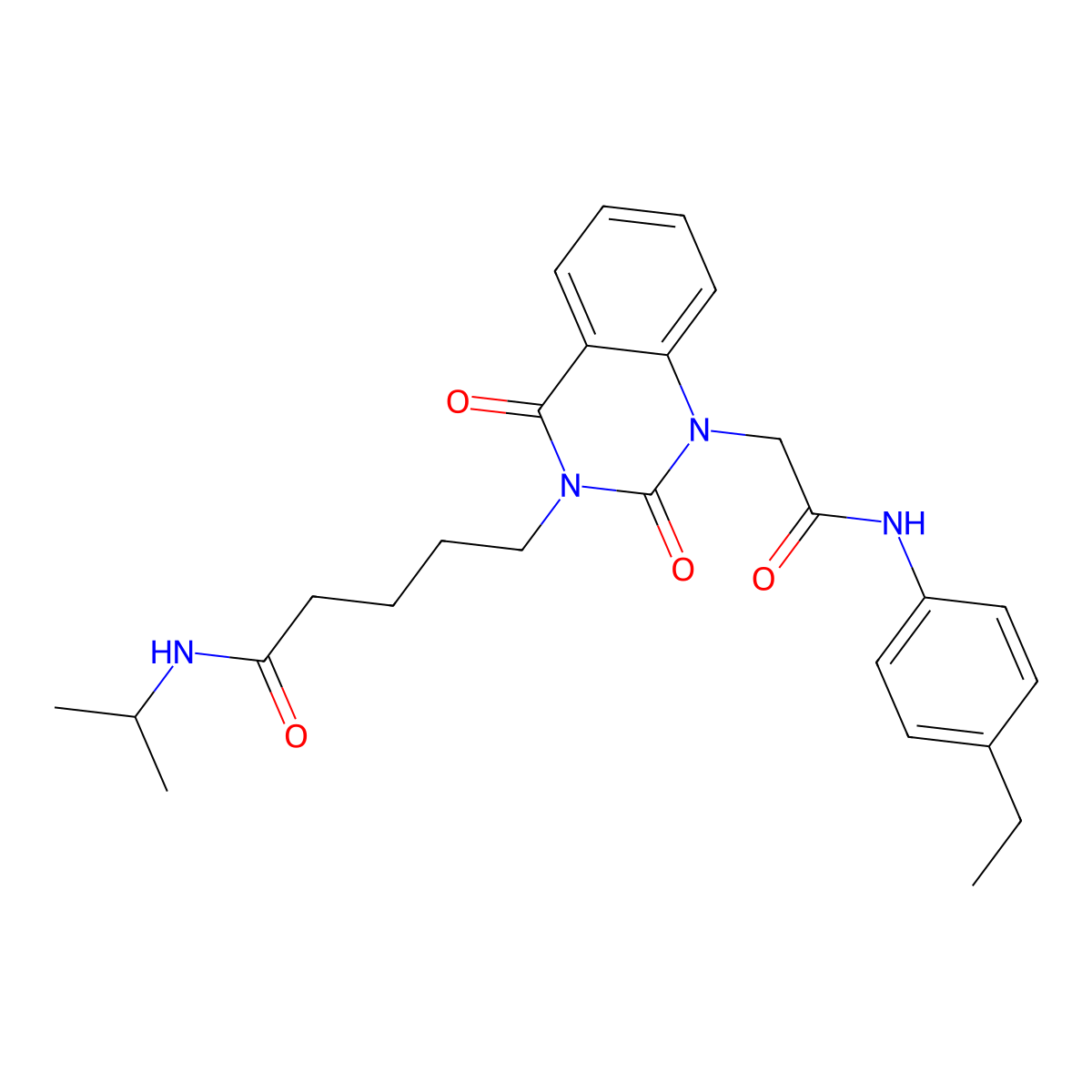 5-(1-{[(4-ethylphenyl)carbamoyl]methyl}-2,4-dioxo-1,2,3,4-tetrahydroquinazolin-3-yl)-N-(propan-2-yl)pentanamide molecular structure, CAS 1040679-31-9