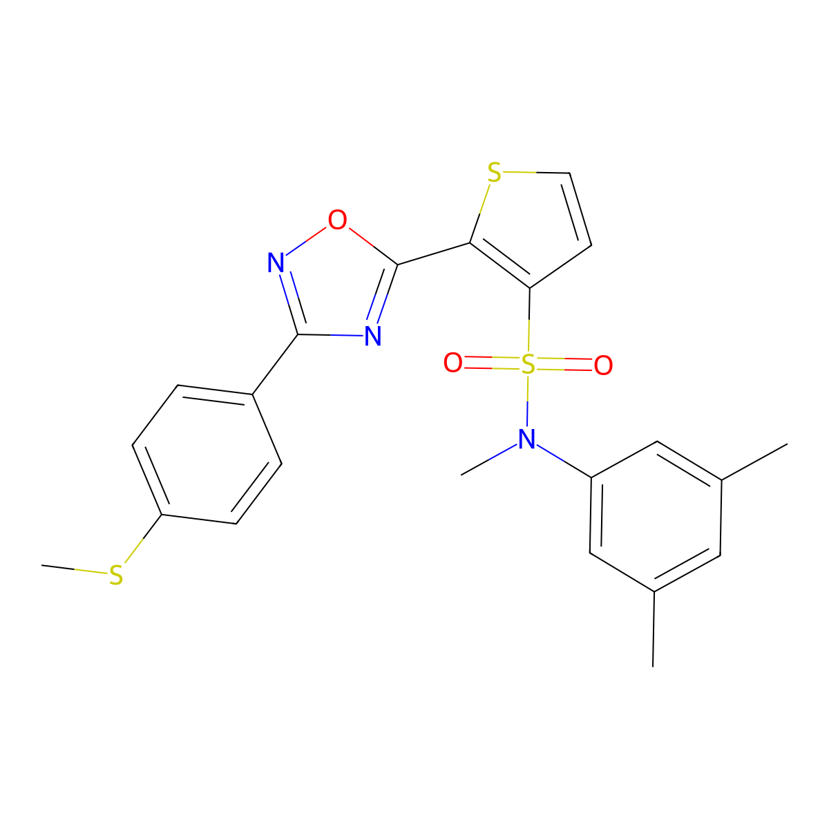 N-(3,5-dimethylphenyl)-N-methyl-2-{3-[4-(methylsulfanyl)phenyl]-1,2,4-oxadiazol-5-yl}thiophene-3-sulfonamide molecular structure, CAS 1040679-33-1