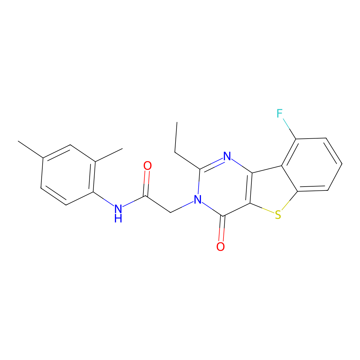 N-(2,4-dimethylphenyl)-2-(2-ethyl-9-fluoro-4-oxo[1]benzothieno[3,2-d]pyrimidin-3(4H)-yl)acetamide molecular structure, CAS 1040679-35-3