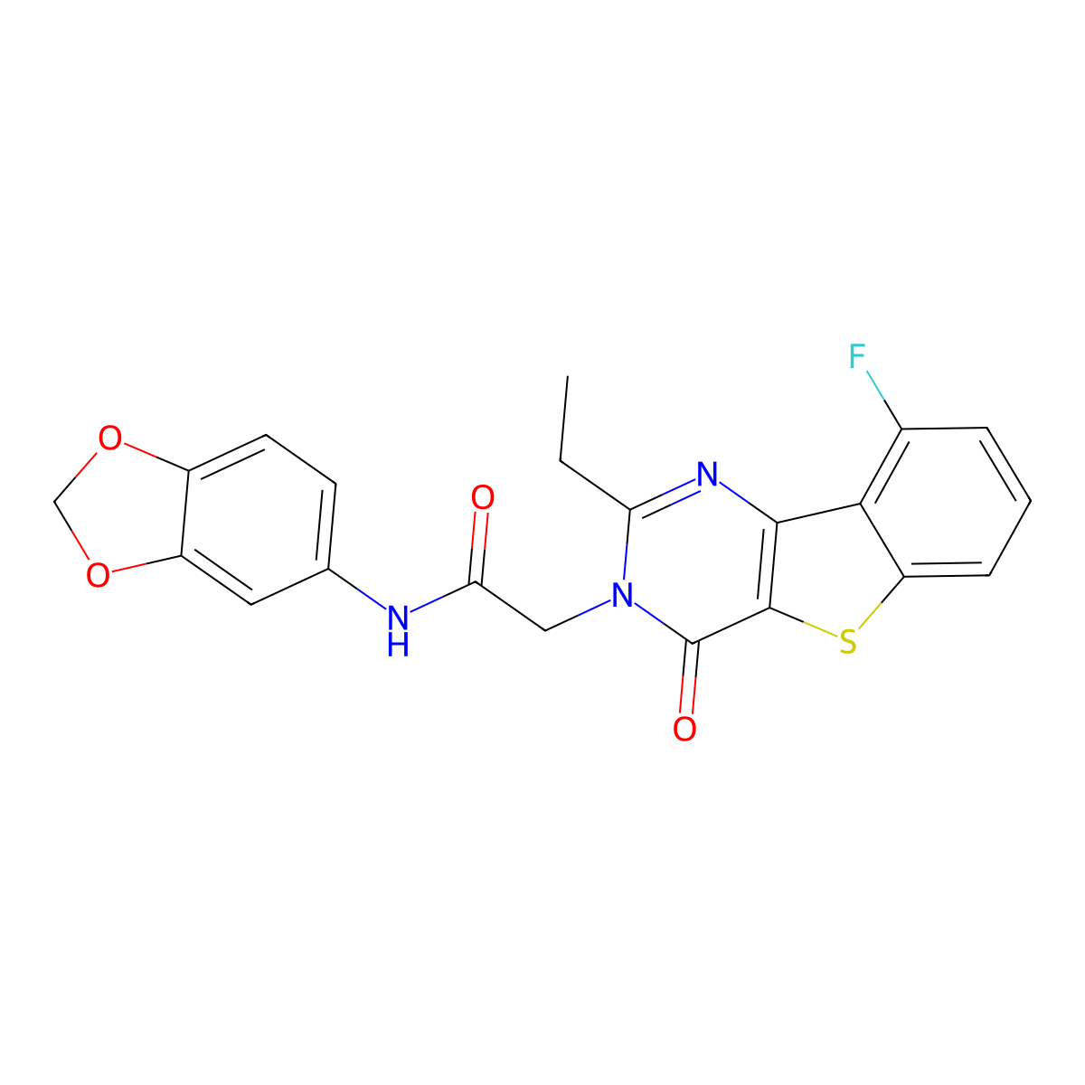 N-1,3-benzodioxol-5-yl-2-(2-ethyl-9-fluoro-4-oxo[1]benzothieno[3,2-d]pyrimidin-3(4H)-yl)acetamide molecular structure, CAS 1040679-40-0