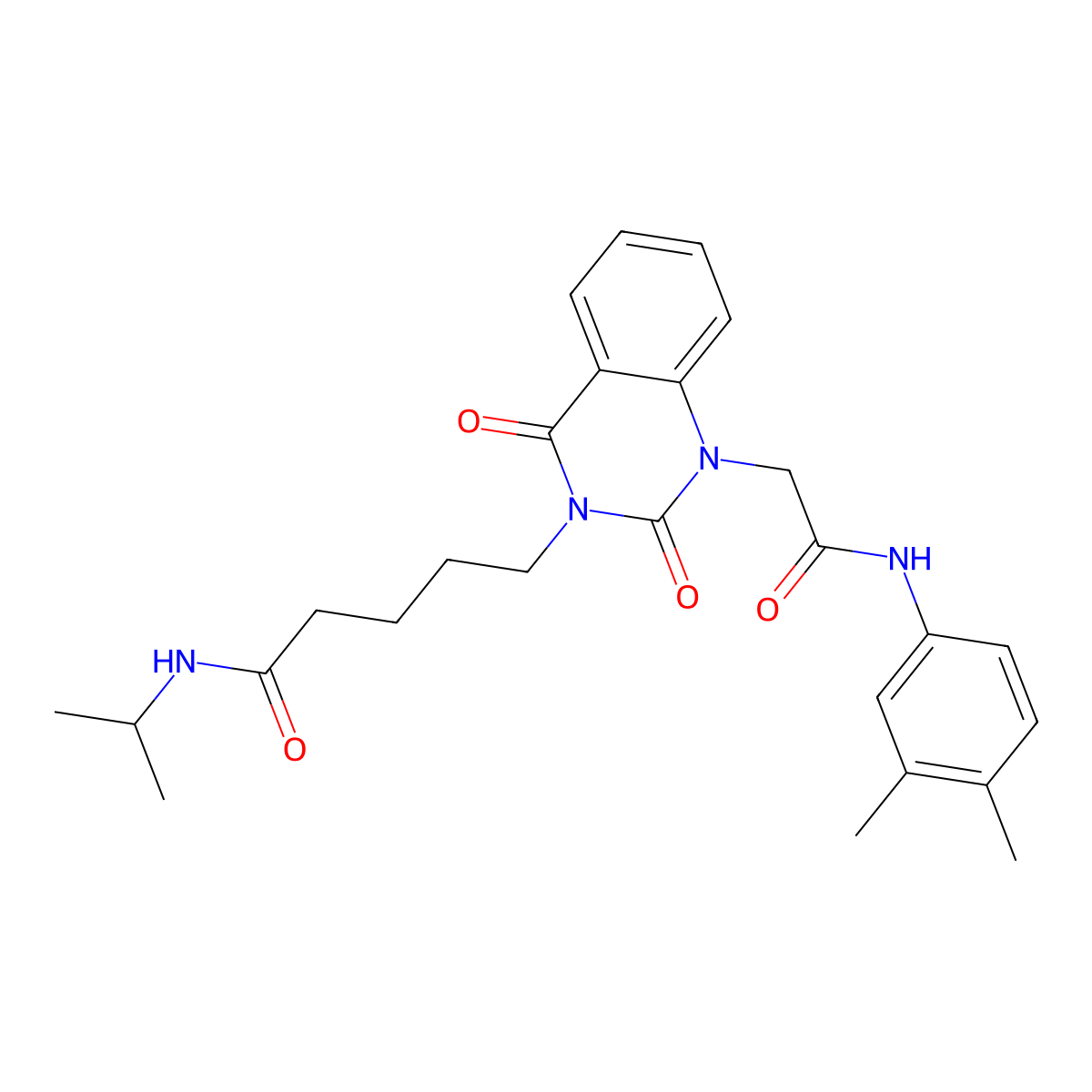5-(1-{[(3,4-dimethylphenyl)carbamoyl]methyl}-2,4-dioxo-1,2,3,4-tetrahydroquinazolin-3-yl)-N-(propan-2-yl)pentanamide molecular structure, CAS 1040679-41-1