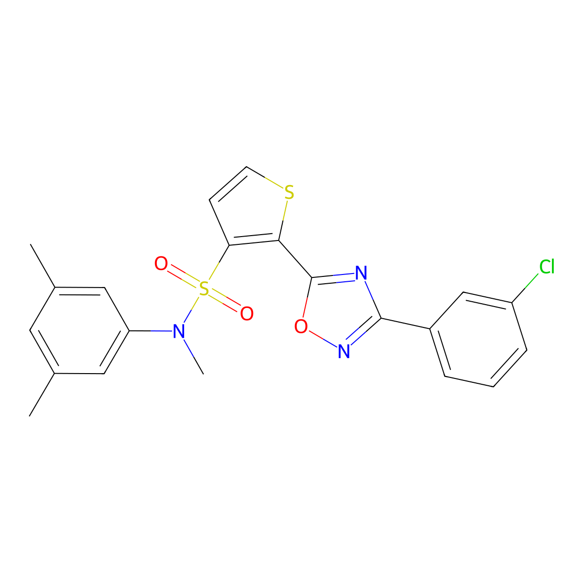 2-[3-(3-chlorophenyl)-1,2,4-oxadiazol-5-yl]-N-(3,5-dimethylphenyl)-N-methylthiophene-3-sulfonamide molecular structure, CAS 1040679-43-3
