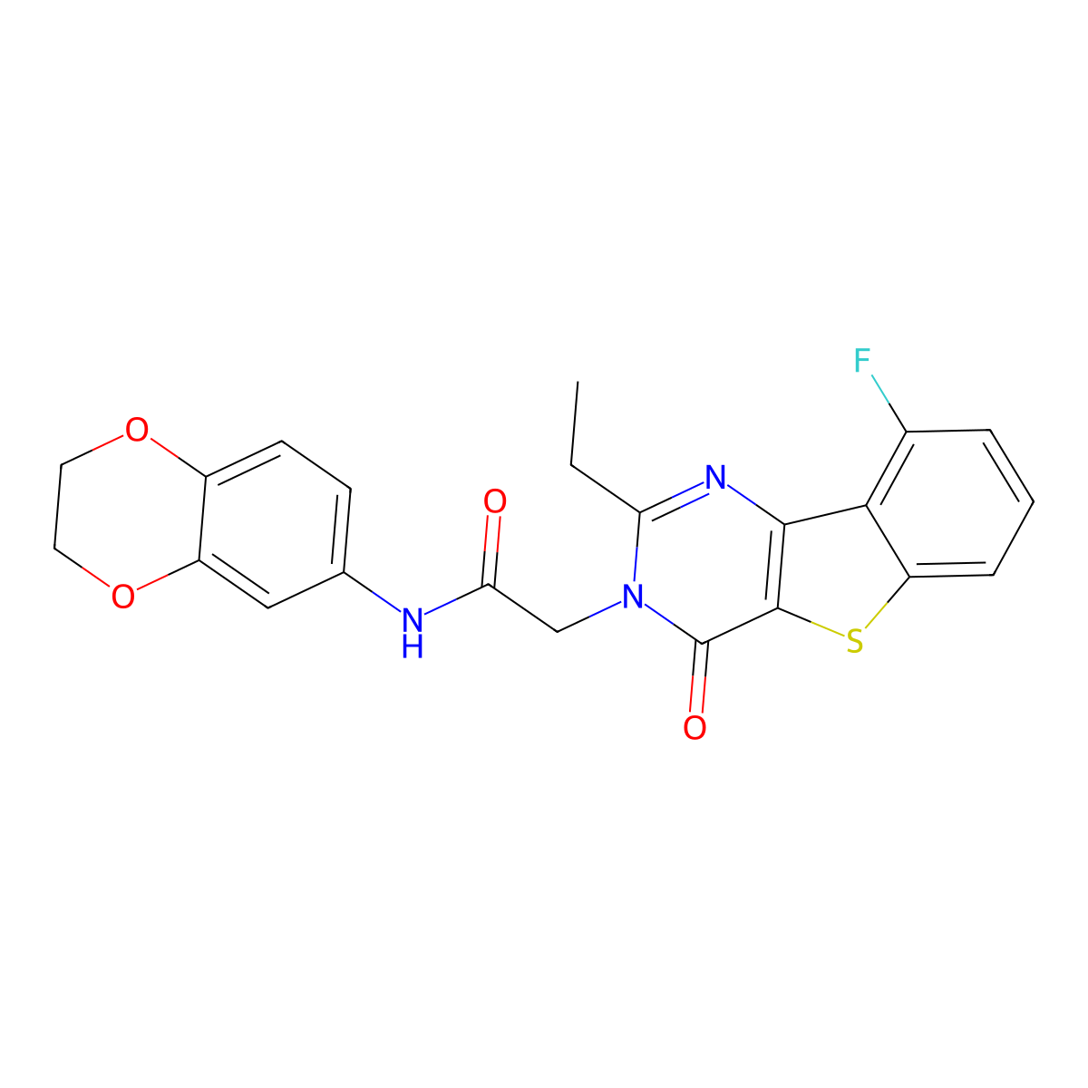 N-(2,3-dihydro-1,4-benzodioxin-6-yl)-2-(2-ethyl-9-fluoro-4-oxo[1]benzothieno[3,2-d]pyrimidin-3(4H)-yl)acetamide molecular structure, CAS 1040679-45-5