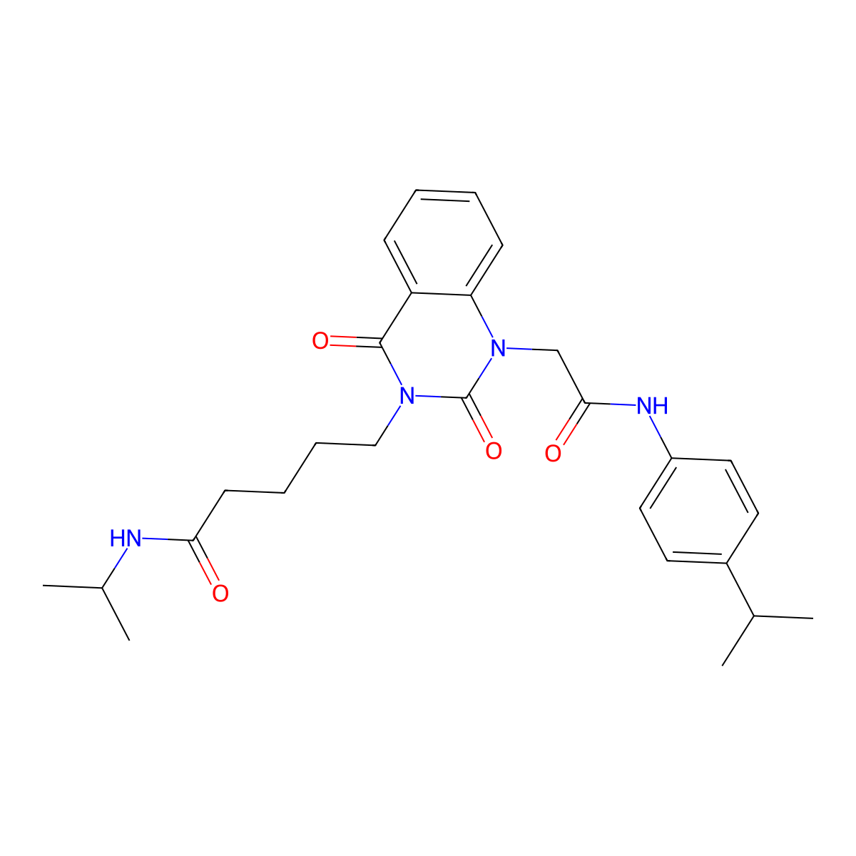 5-[2,4-dioxo-1-({[4-(propan-2-yl)phenyl]carbamoyl}methyl)-1,2,3,4-tetrahydroquinazolin-3-yl]-N-(propan-2-yl)pentanamide molecular structure, CAS 1040679-51-3