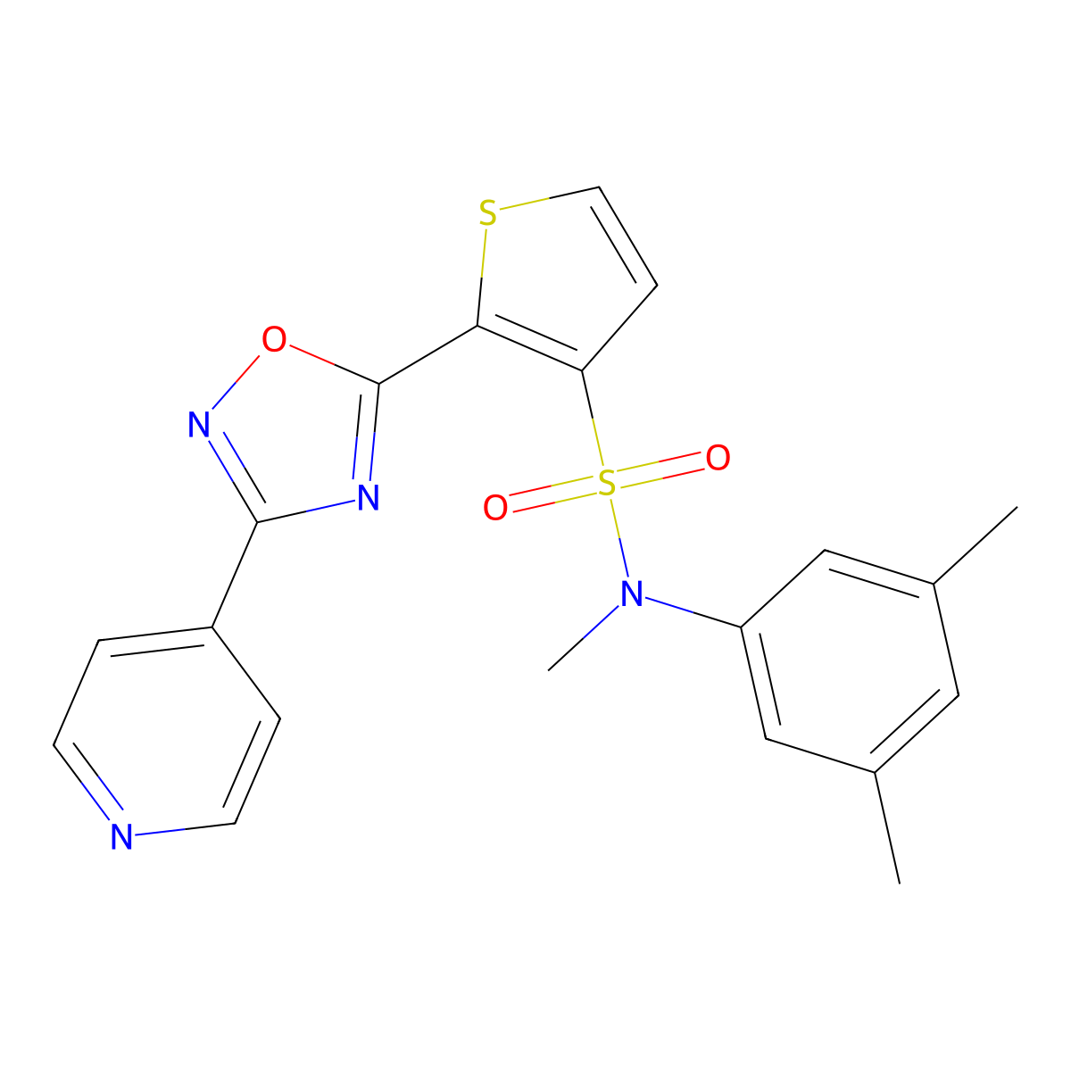 N-(3,5-dimethylphenyl)-N-methyl-2-[3-(pyridin-4-yl)-1,2,4-oxadiazol-5-yl]thiophene-3-sulfonamide molecular structure, CAS 1040679-53-5