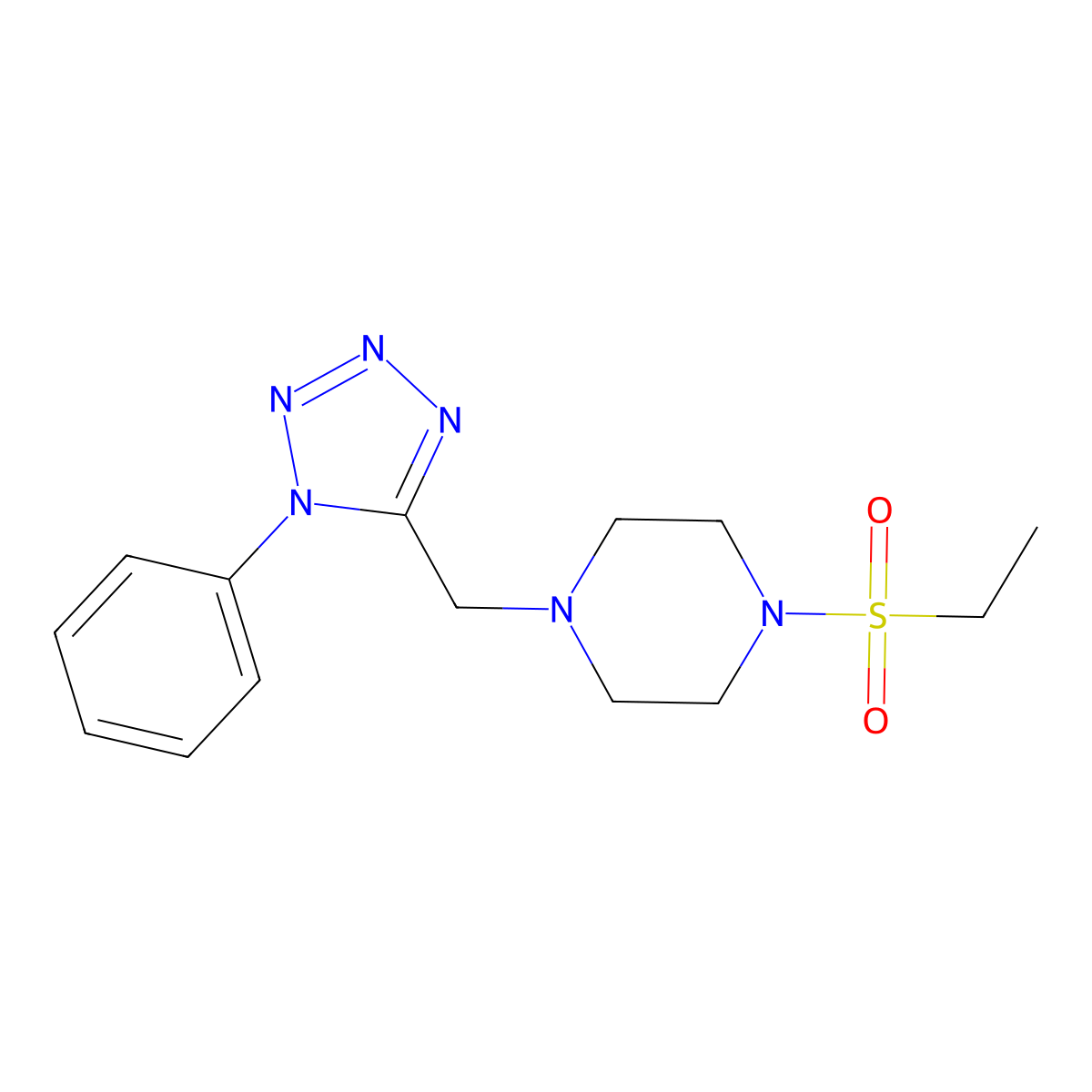 1-(ethylsulfonyl)-4-((1-phenyl-1H-tetrazol-5-yl)methyl)piperazine molecular structure, CAS 1040679-54-6